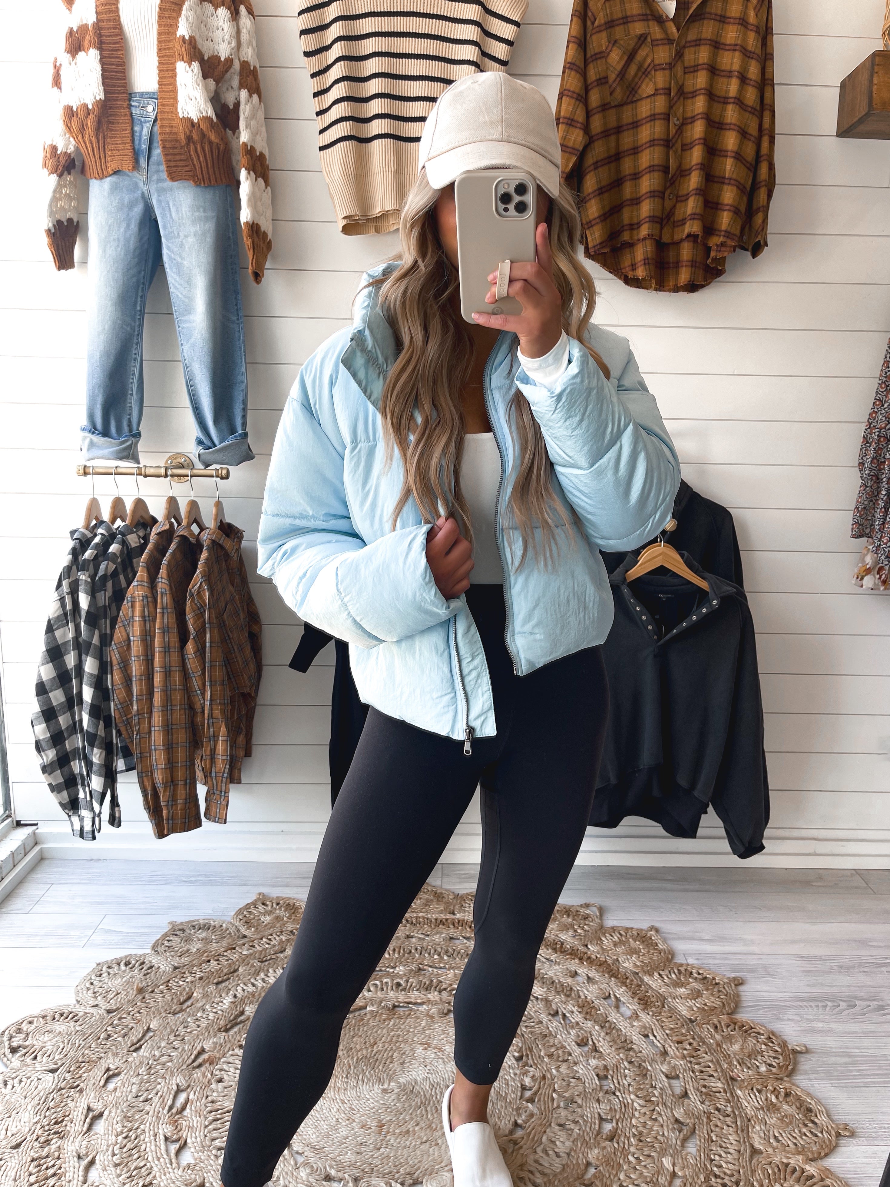 Chill Outing Puffer Jacket in Light Blue