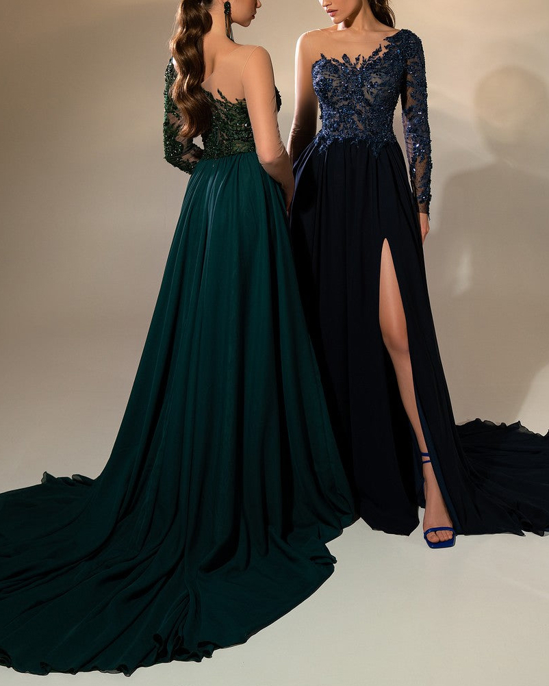 rhinestone one-shoulder chiffon dress