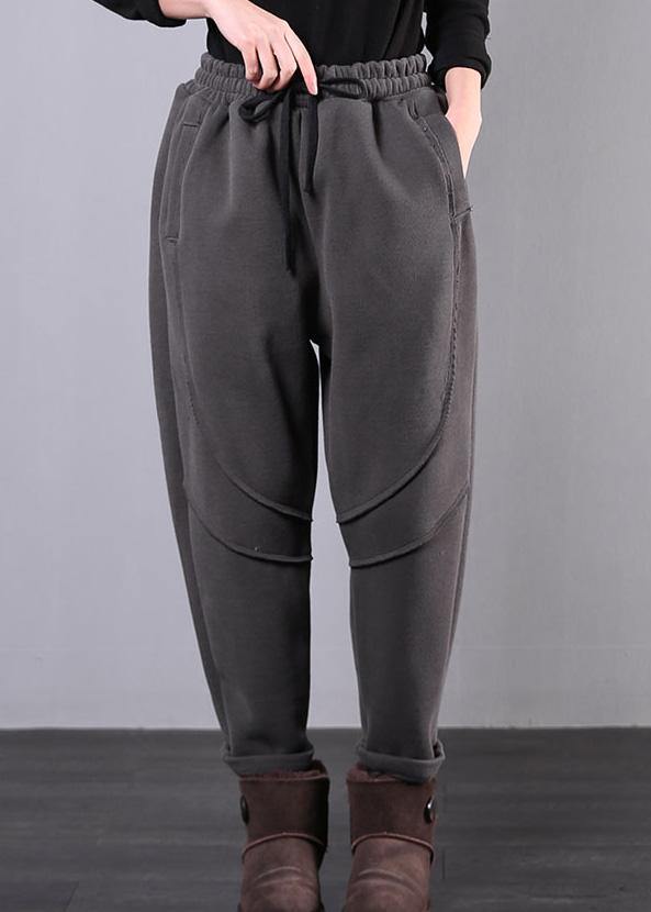 Simple gray women pants plus size clothing elastic waist drawstring Photography trousers