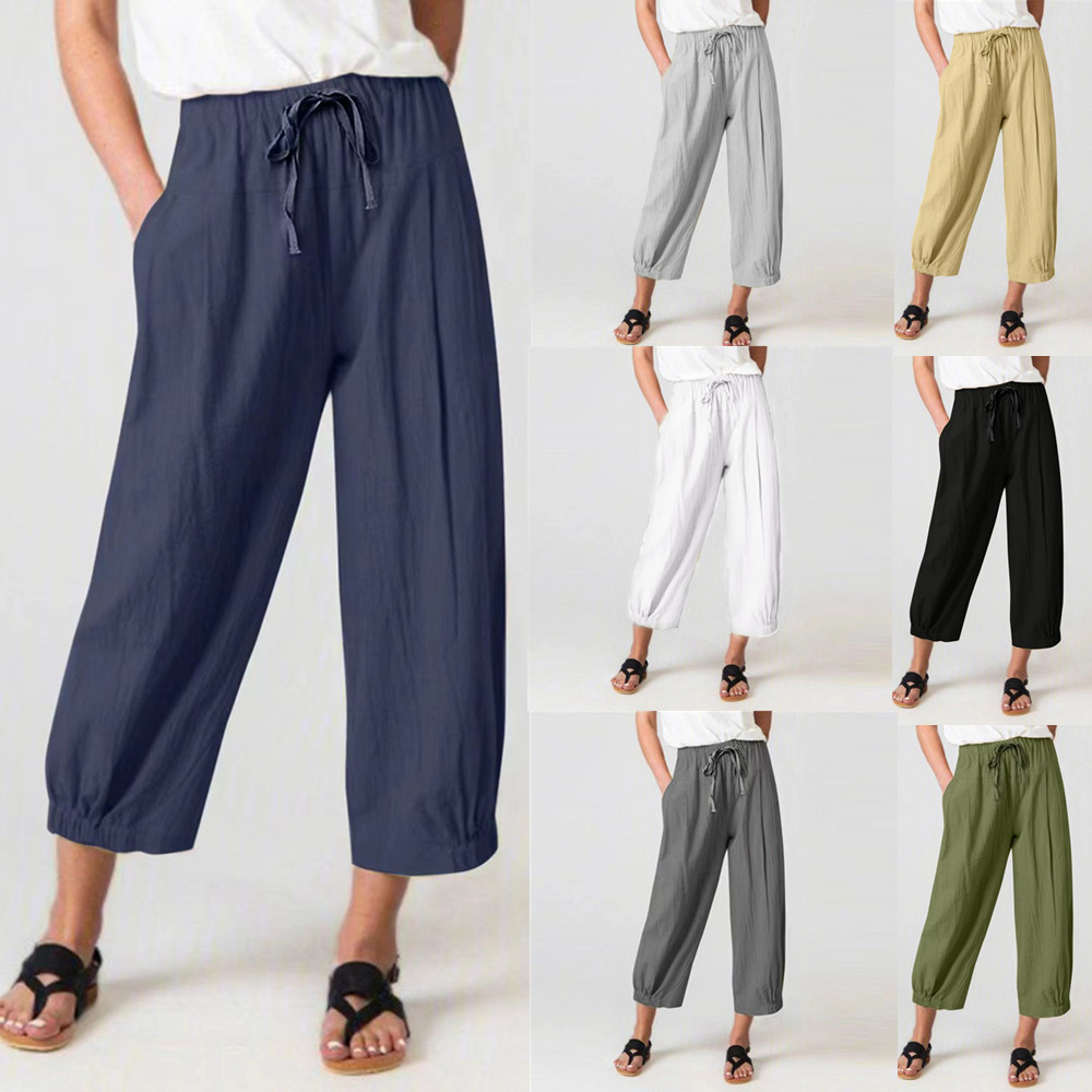 WOMEN'S SUMMER CAPRI WIDE LEG FLOWER PANTS