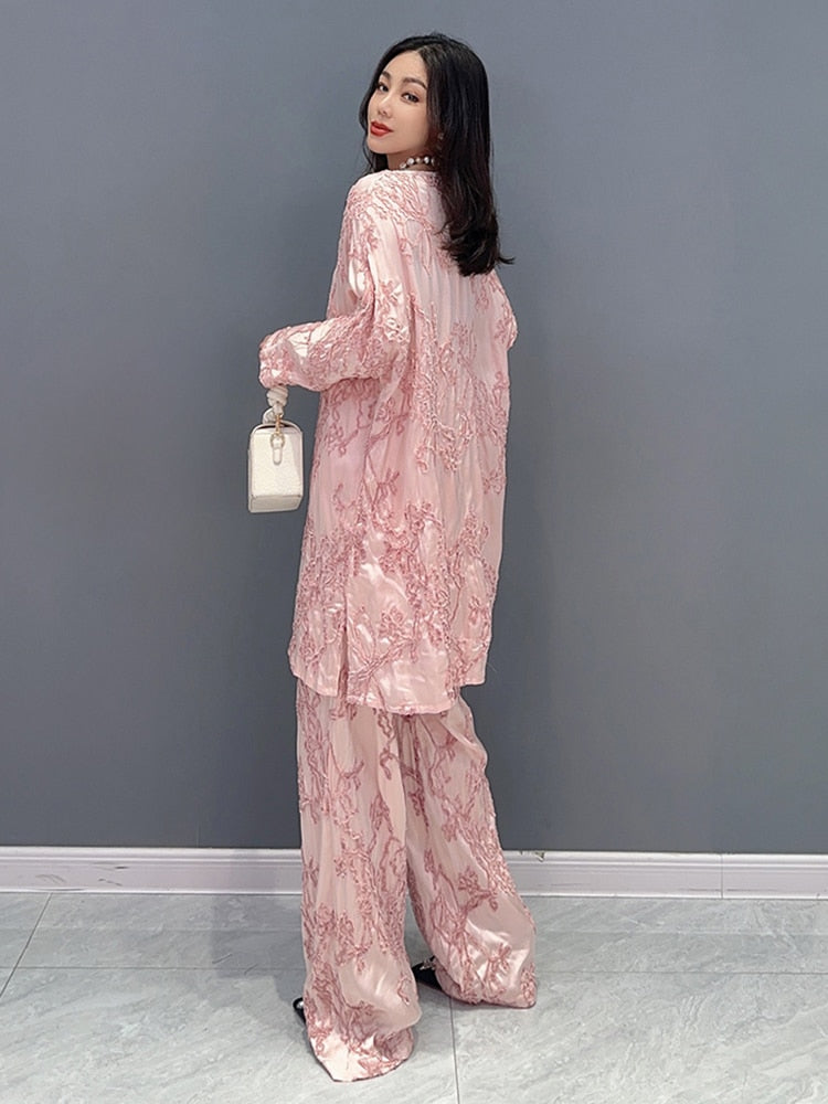 Luxe Couture Baby Pink Top & Pants 2-Piece Set