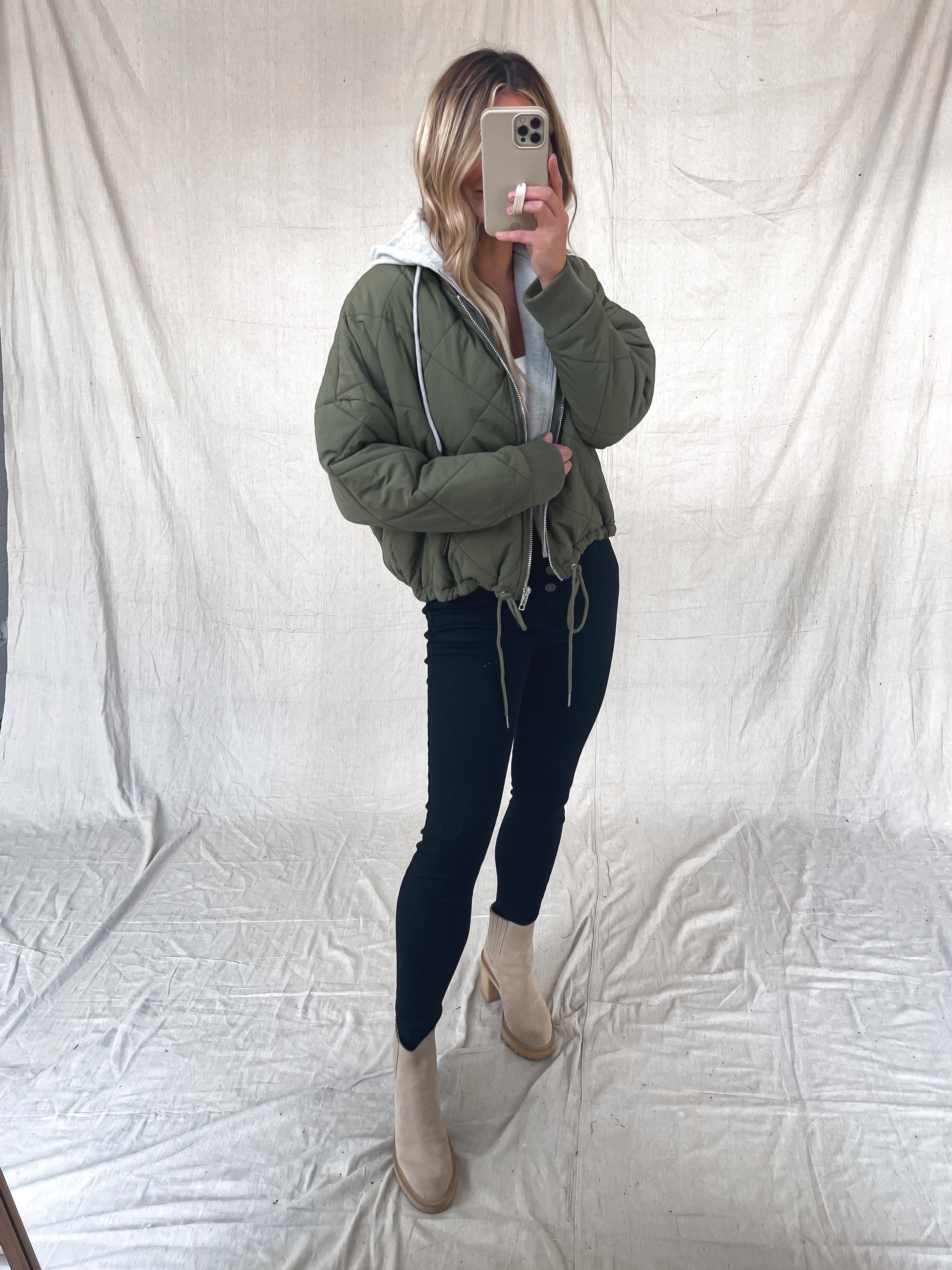 Between Us Jacket in Olive/Grey